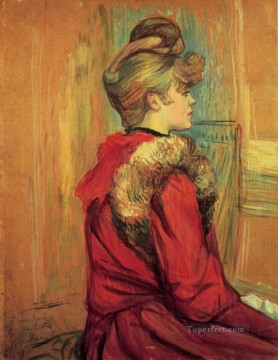 Henri de Toulouse Lautrec Painting - girl in a fur mademoiselle jeanne fontaine 1891 Toulouse Lautrec Henri de